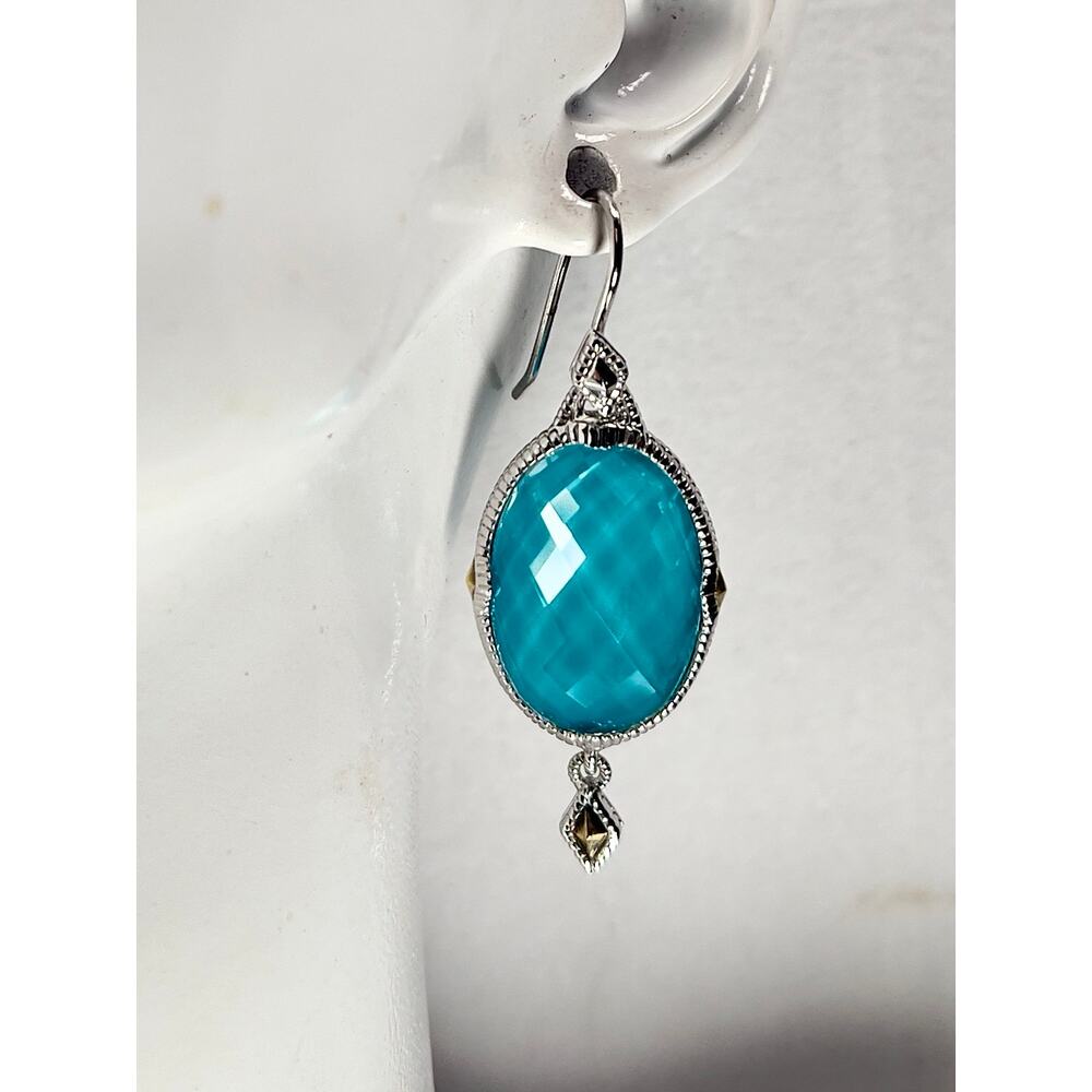 Judith Ripka 18K 925 Blue Quartz Doublet Earrings